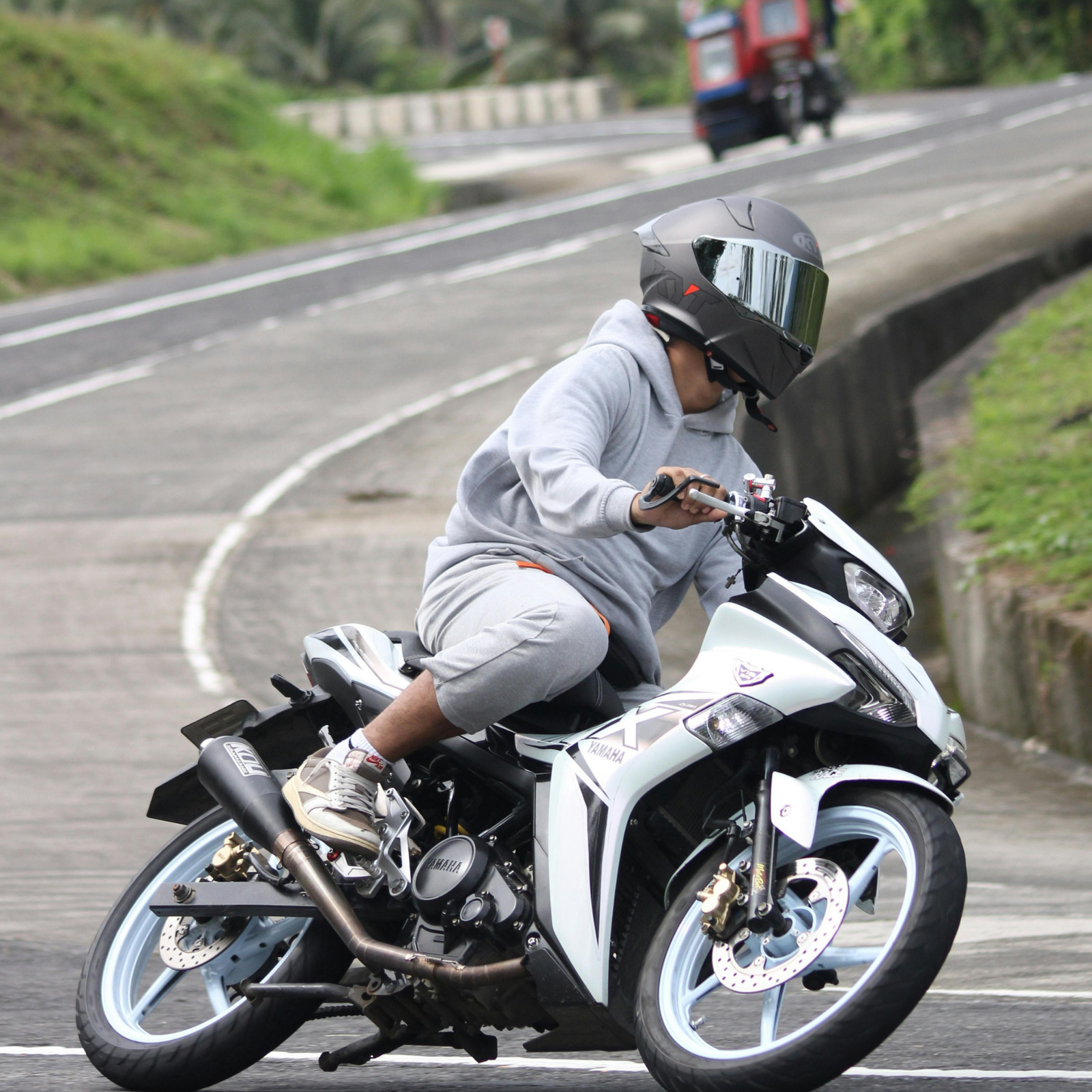 Motorcycle on mountain road